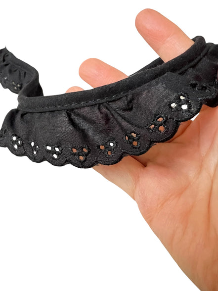 Black Cotton Ruffled Eyelet, 34MM or 1 1/3” Wide- 05270