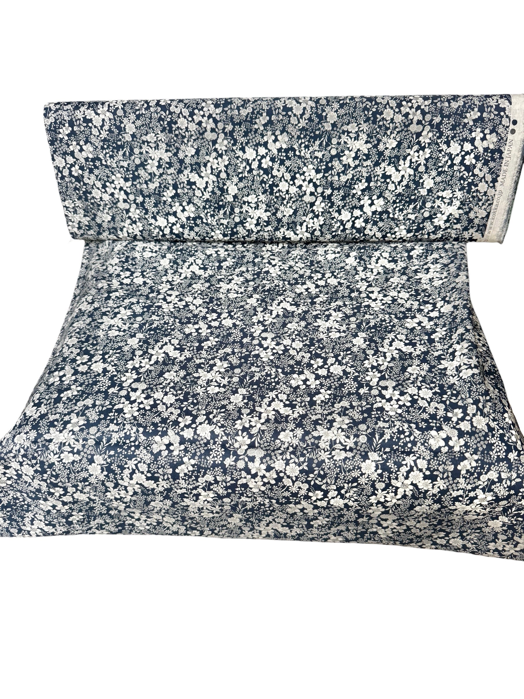 Flownny Cotton Fabric- Lawn KOKNFA- 1010 15 A- Dark Navy, White- 42