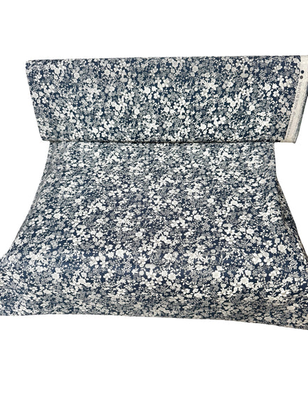 Flownny Cotton Fabric- Lawn KOKNFA- 1010 15 A- Dark Navy, White- 42"