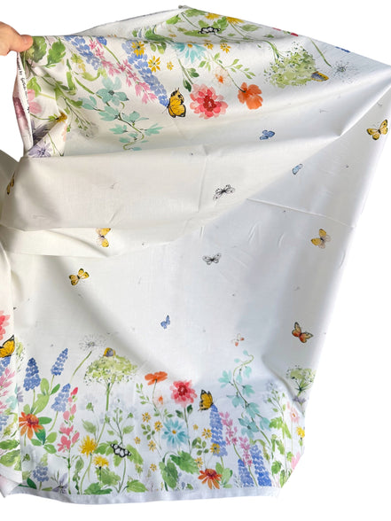 Sunlit Sonnet Butterfly Garden- Double Border- Cream- Cotton Fabric- 44"