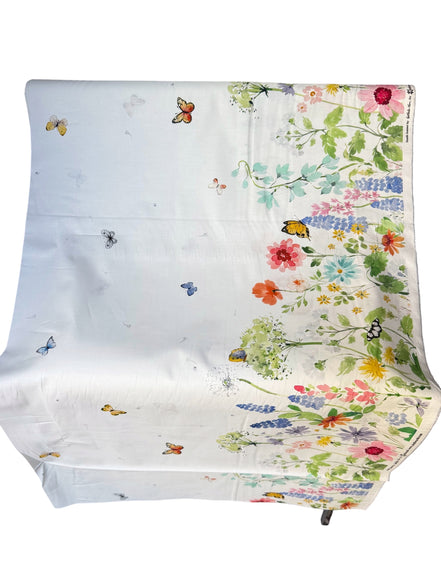 Sunlit Sonnet Butterfly Garden- Double Border- Cream- Cotton Fabric- 44"