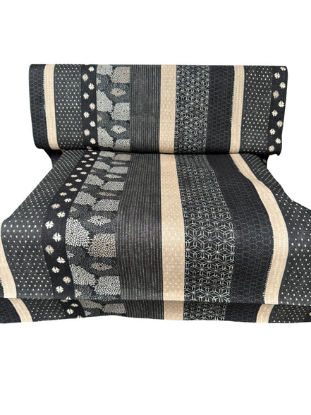 Boro Stripe- Black, Tan- Cotton Dobby- 44"- 36050