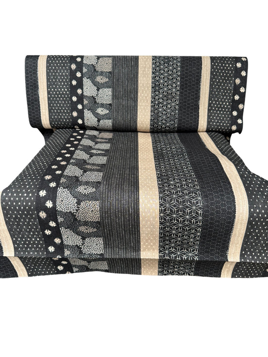 Boro Stripe- Black, Tan- Cotton Dobby- 44"- 36050