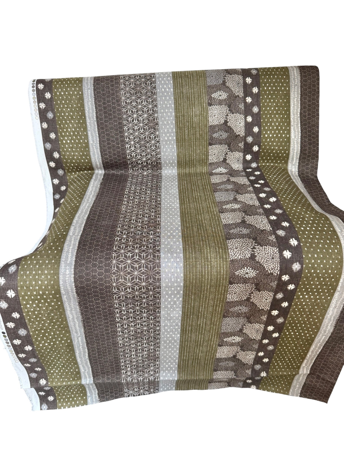 Boro Stripe- Brown, Olive Green- Cotton Dobby- 44