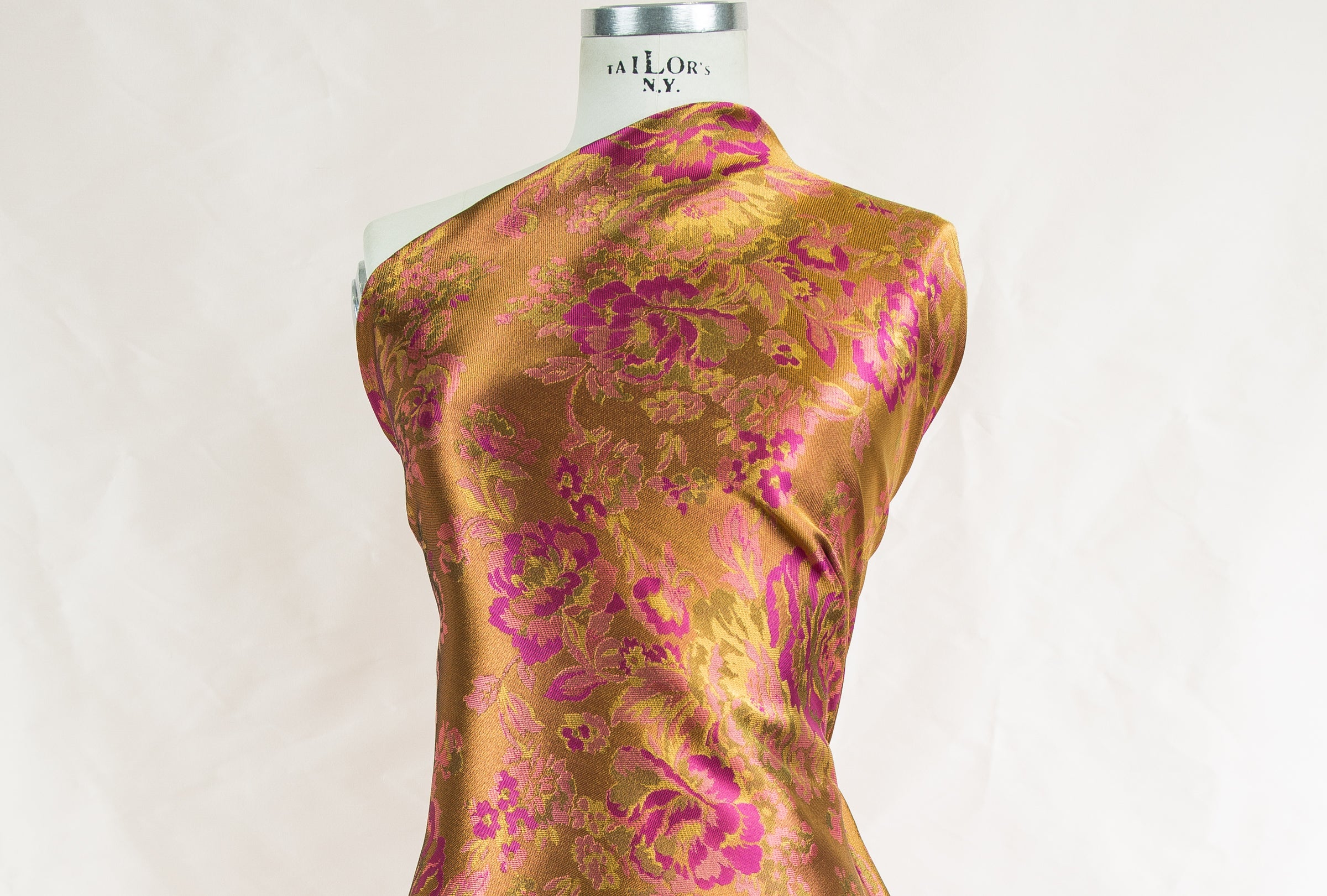Gold and Fuchsia Floral Brocade- 59