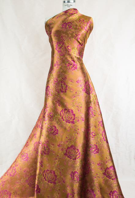 Gold and Fuchsia Floral Brocade- 59" Wide (1709)