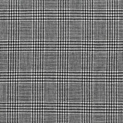Sevenberry: Black, White Classic Plaid Twill- Lightweight Cotton- 57”- “Pepper