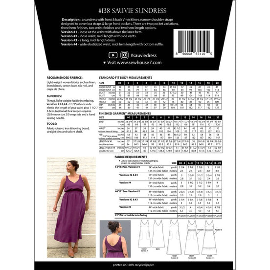Sauvie Sundress Paper Pattern- Sew House Seven- Sizes 00-20, 18-34
