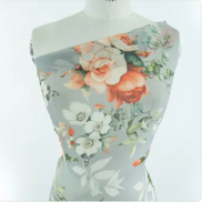 Green, Coral Floral Mousseline de Soie- 55