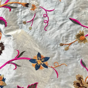 Magenta, Orange, Brown on Steel Gray- Silk Embroidery on Silk Dupioni (1728)