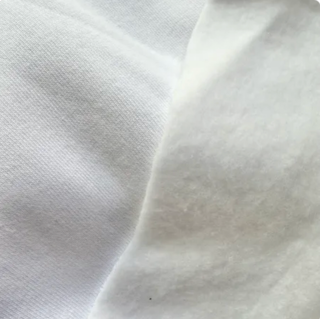 Jogging Fleece Sweatshirt Cotton Poly Blend- White- 63” Wide