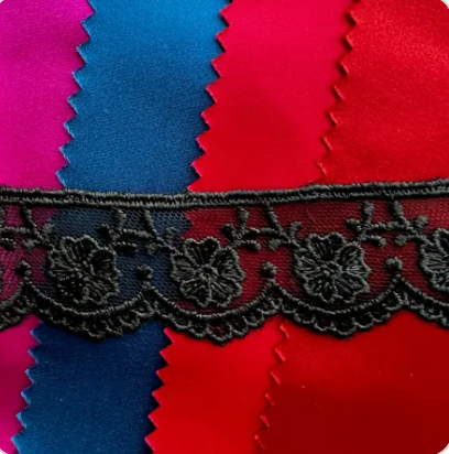 Black Embroidered Tulle Trim- 1.25"- (4119)