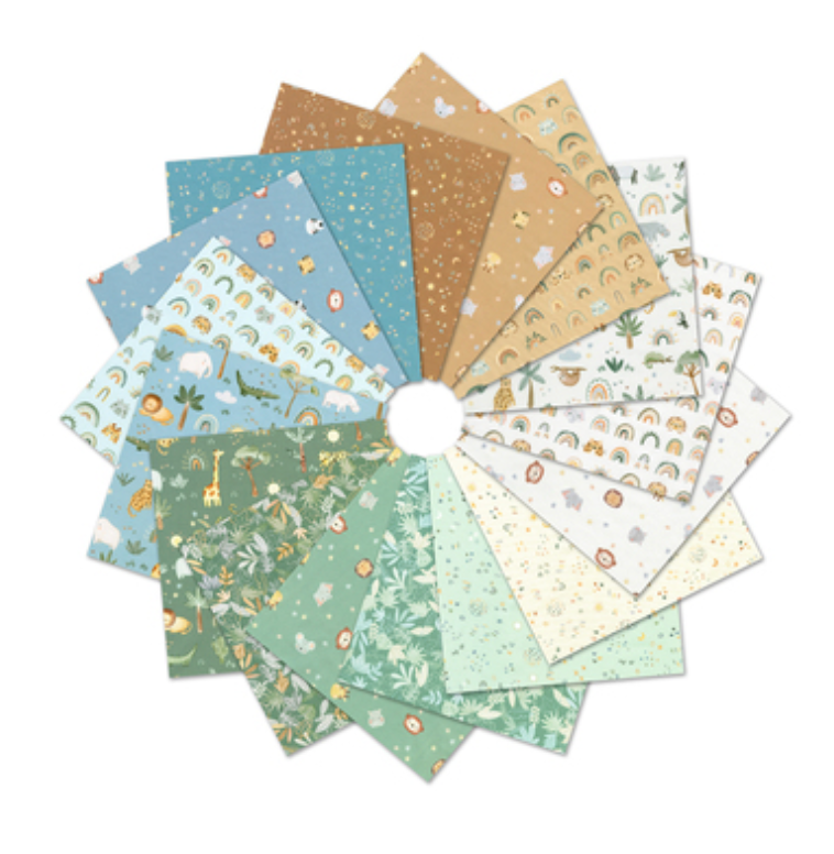 The Wild Ones- Jungle Animals, Rainbows- 16 Piece Fat Quarter FQ Bundle- Cotton