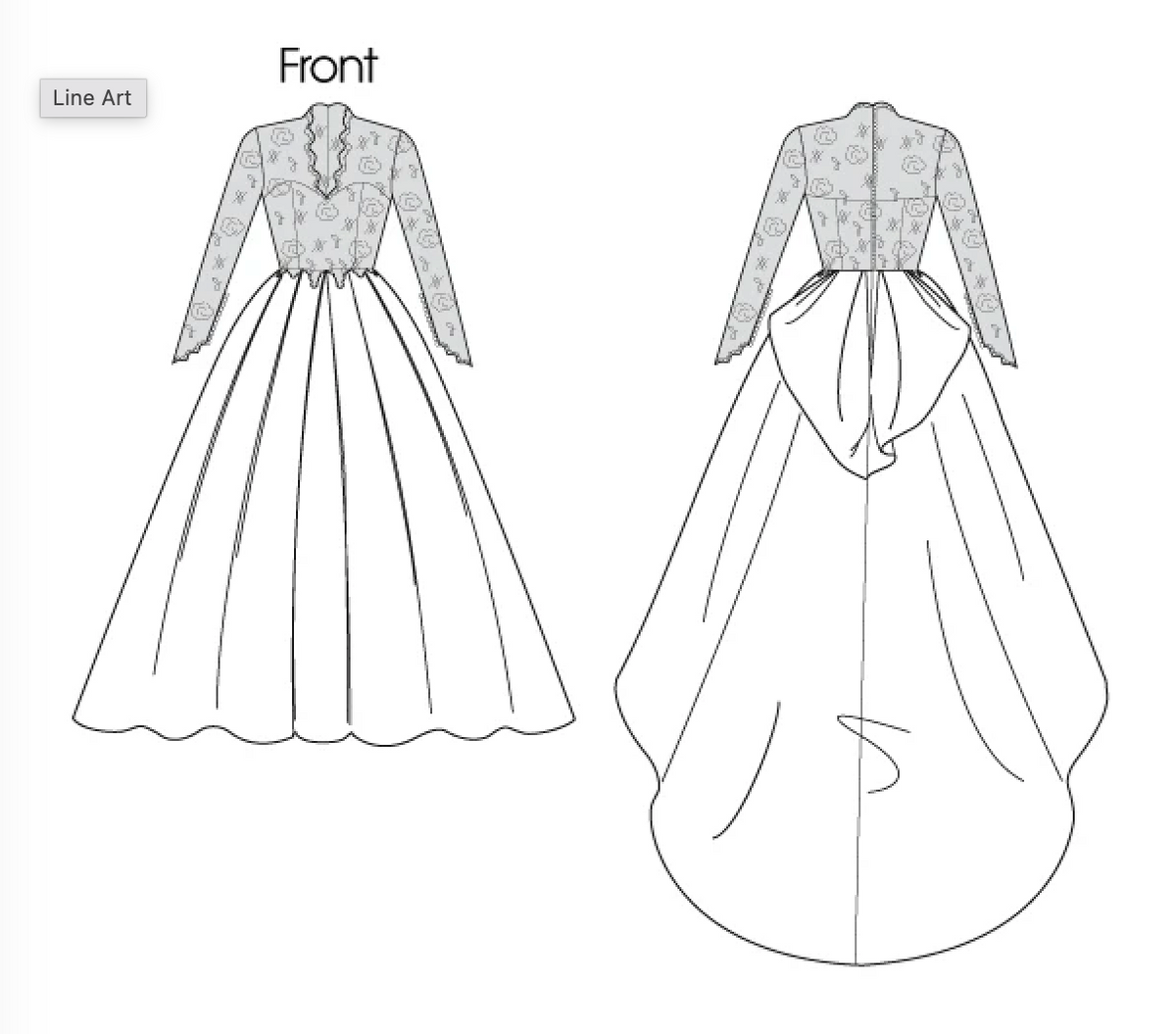 Butterick B5731 Sewing Pattern Misses’ Wedding/ Bridal Lace-Overlay Dress with Train