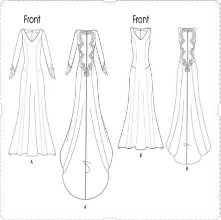 Butterick B5779 Sewing Pattern Misses’ Wedding/ Bridal Lace-Back Dresses with Train- Sizes 4-12