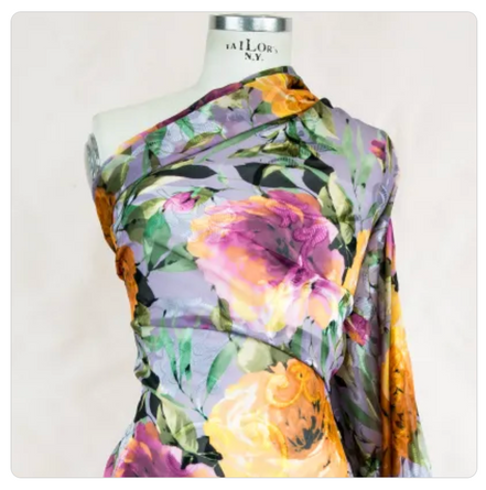 Purple, Orange, Green Silk Georgette Fil Coupe (1714)