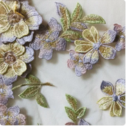 Purple, Gold and Colorful Embroidery on Tulle (1708)