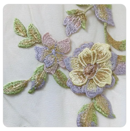 Purple, Gold and Colorful Embroidery on Tulle (1708)