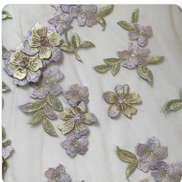 Purple, Gold and Colorful Embroidery on Tulle (1708)