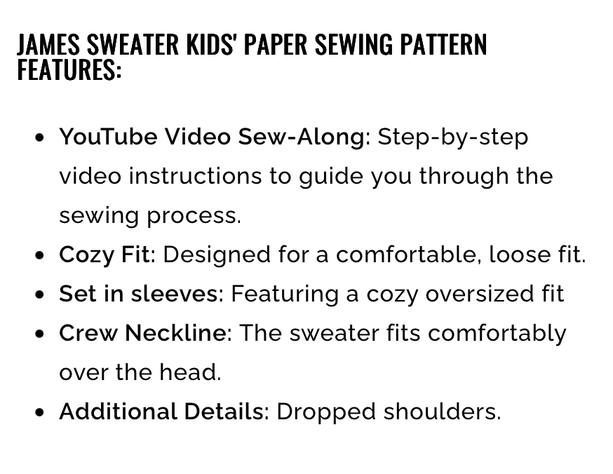 James Sweater Kids' Paper Sewing Pattern- Wardrobe By Me- Kids sizes 3-12