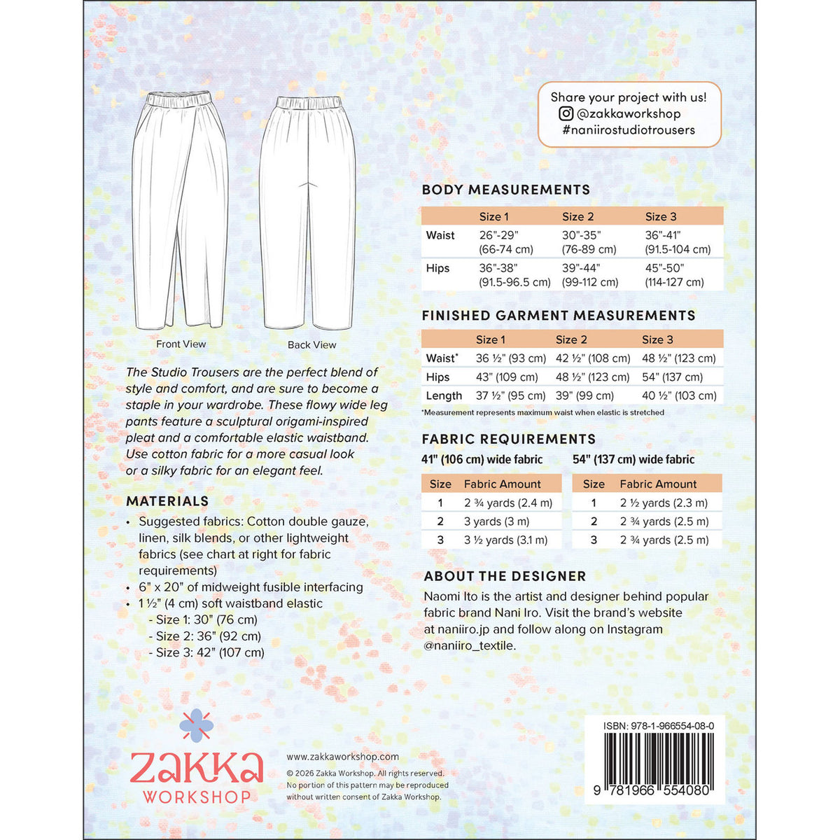 Nani Iro Studio Trousers- Paper Pattern