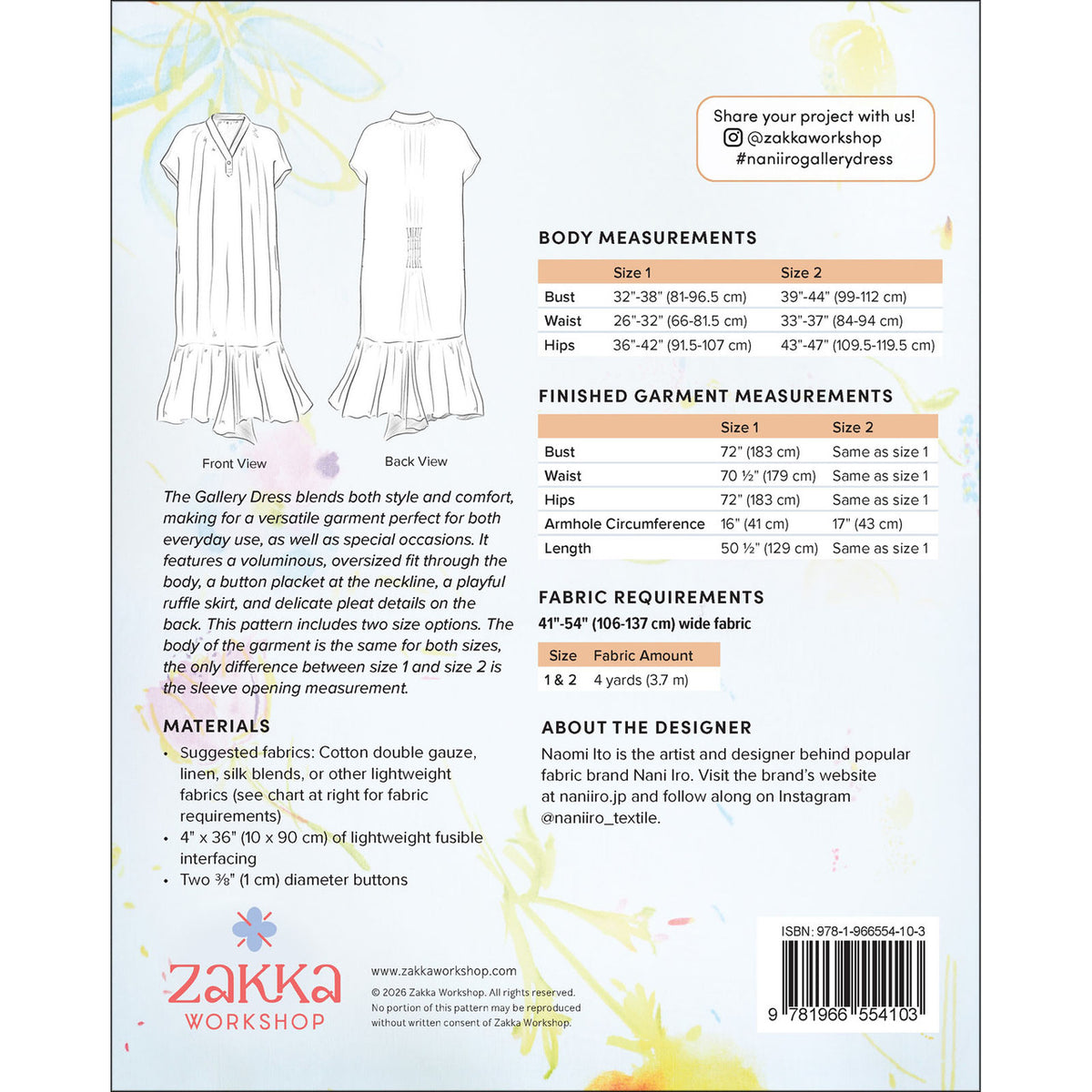 Nani Iro Gallery Dress- Paper Pattern