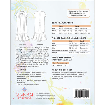 Nani Iro Gallery Dress- Paper Pattern