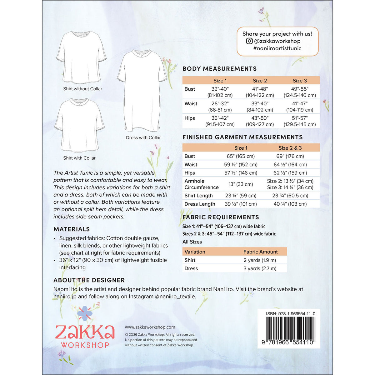 Nani Iro Artist Tunic- Paper Pattern