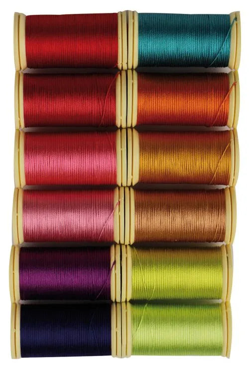 Sajou Assortment Box- Perle Silk Bright Tones- 12 Spools- Fil au Chinois